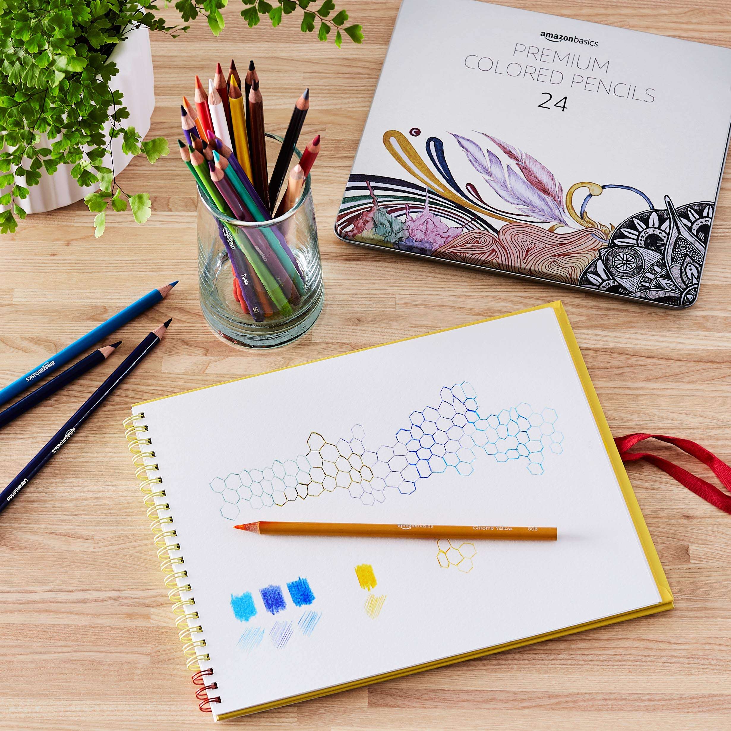Amazon Basics Colored Pencils for Coloring and Drawing, Premium, Soft Core, Back to School Supplies, 24 Count (Pack of 1), Multicolor - Image 2