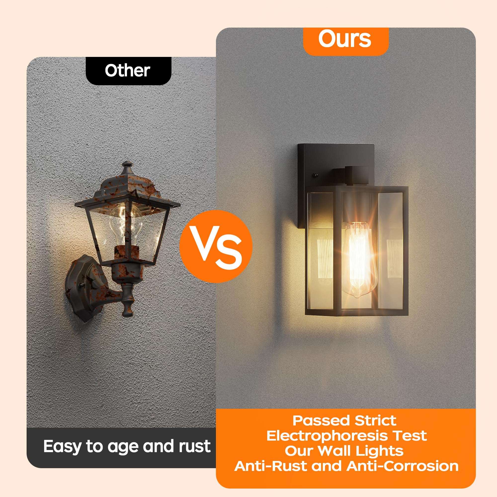 Outdoor Light Fixture Wall Mount, LED Exterior Lighting fixtures for Outside, Front Porch Lights, Waterproof Wall Sconce Lantern Lamp, Black Coach Lights for House, Patio, Garage, Doorway, Entryway - Image 3