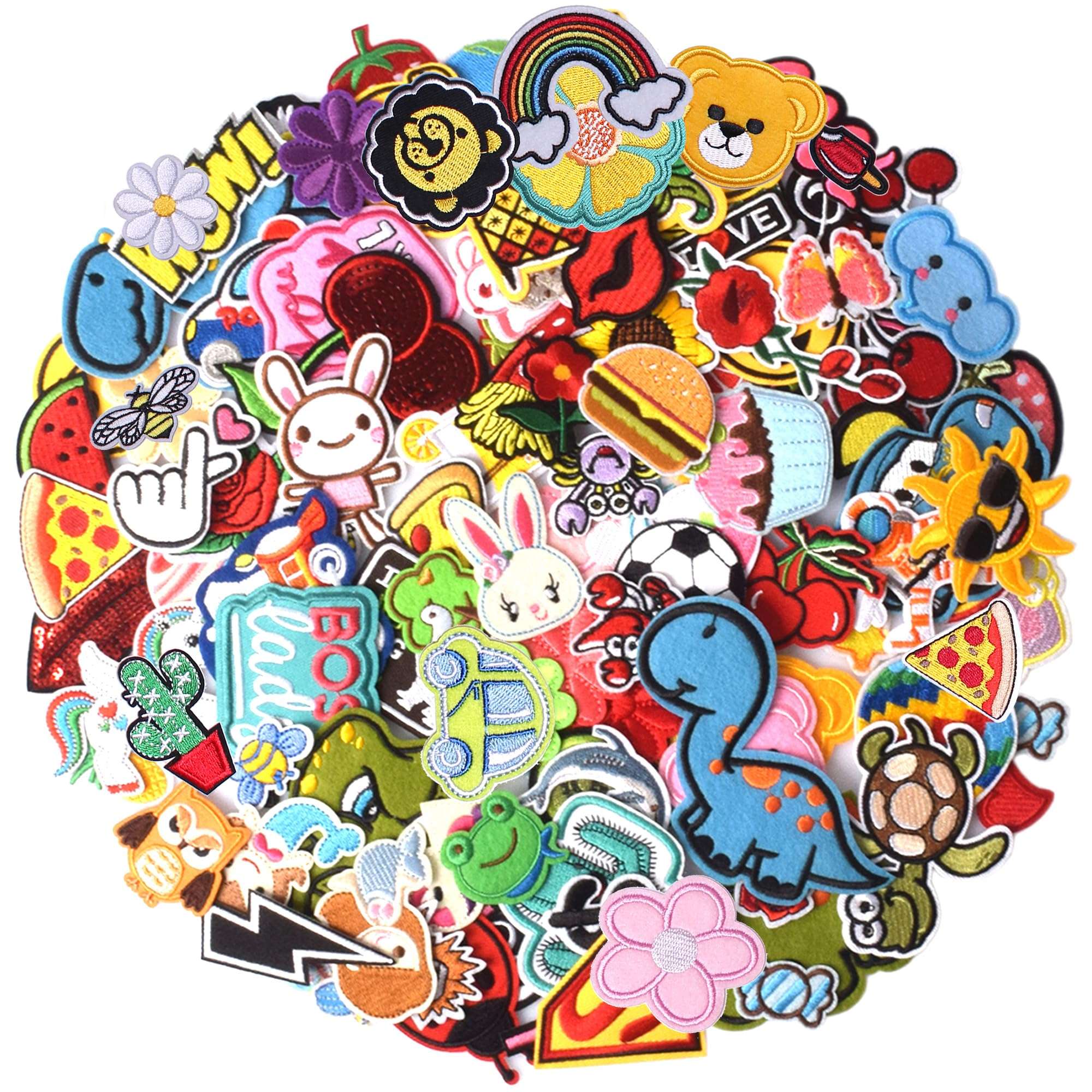 TACVEL 60PCS Random Assorted Styles Embroidered Patches, Sew on/Iron on Patches, Applique for Clothes Dress Pants Hats Jeans, Sewing Flowers Applique DIY Accessory - Image 1