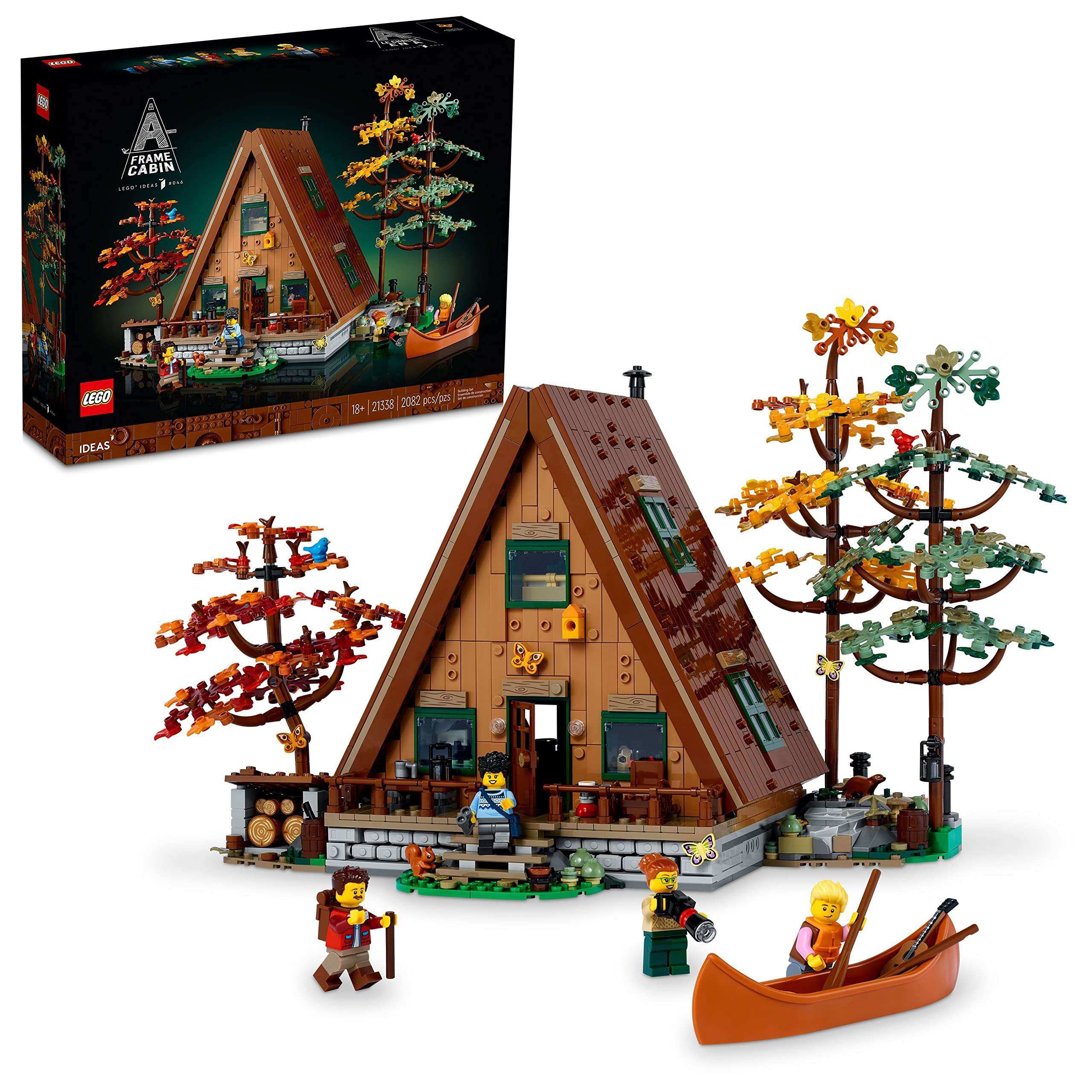 LEGO Ideas A-Frame Cabin 21338 Collectible Display Set, Buildable Model Kit for Adults, Gift for Nature and Architecture Lovers, Includes 4 Customizable Minifigures and 11 Animal Figures - Image 1