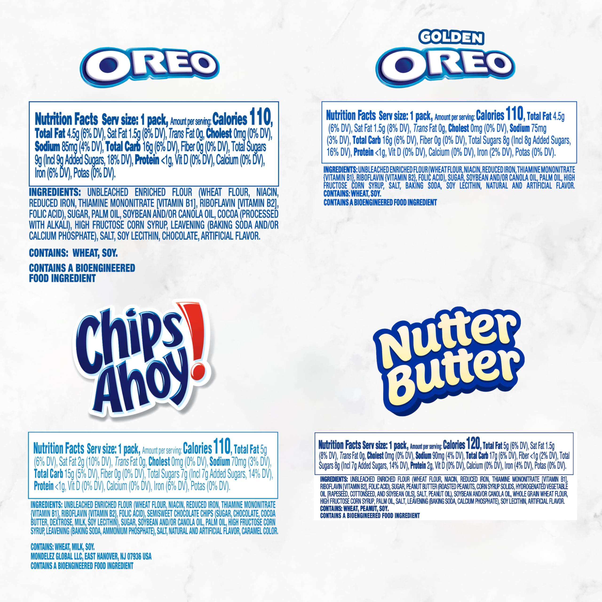 OREO Original, OREO Golden, CHIPS AHOY! & Nutter Butter Cookie Snacks Variety Pack, 56 Snack Packs (2 Cookies Per Pack) - Image 2
