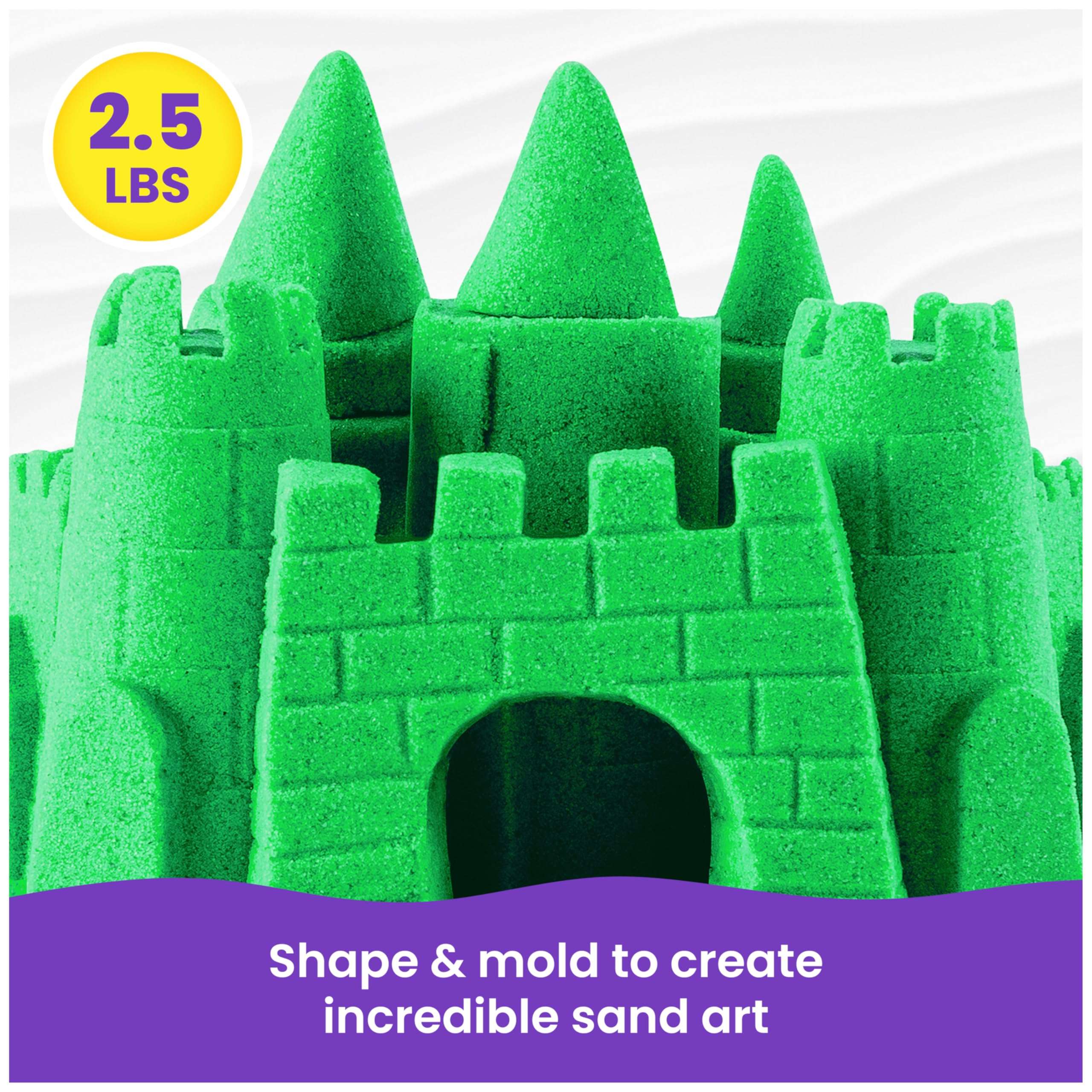 Kinetic Sand, 2.5lbs Green Play Sand, Moldable Sensory Toys for Kids, Resealable Bag (Packaging May Vary), for Ages 3 and up - Image 3