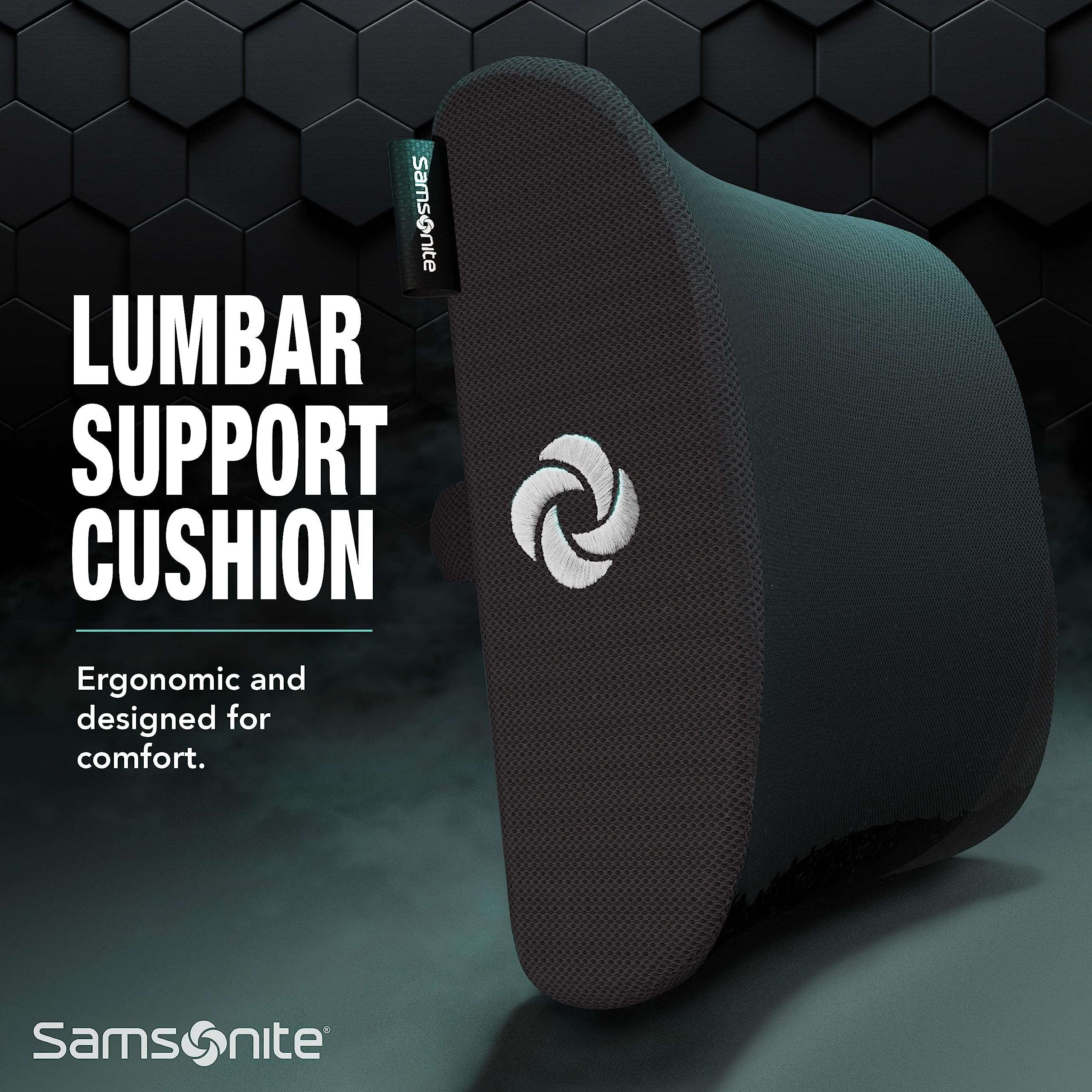 Samsonite Ergonomic Lumbar Support Pillow for Office Chair, Gaming Chair, or Car, Memory Foam Cushion with Ventilated Mesh and Adjustable Strap - Image 7
