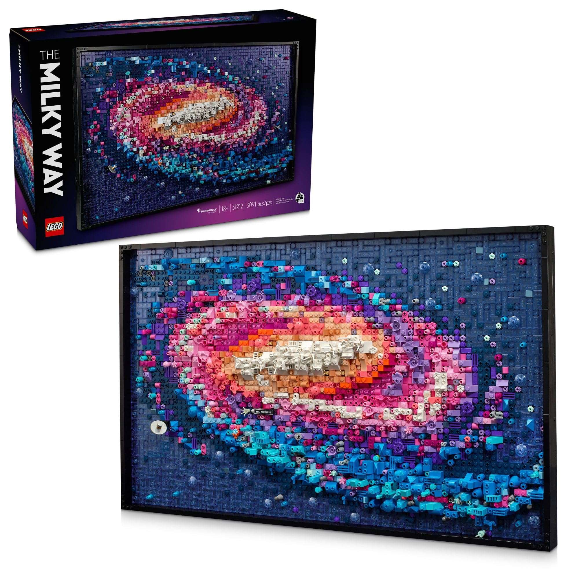 LEGO Art The Milky Way Galaxy Building Set - Space Decor DIY Kits for Adults for Bedroom Wall, Ages 18+ - Gift Ideas for Space Lovers, Men & Women - Includes Frame for Display - 31212 - Image 1