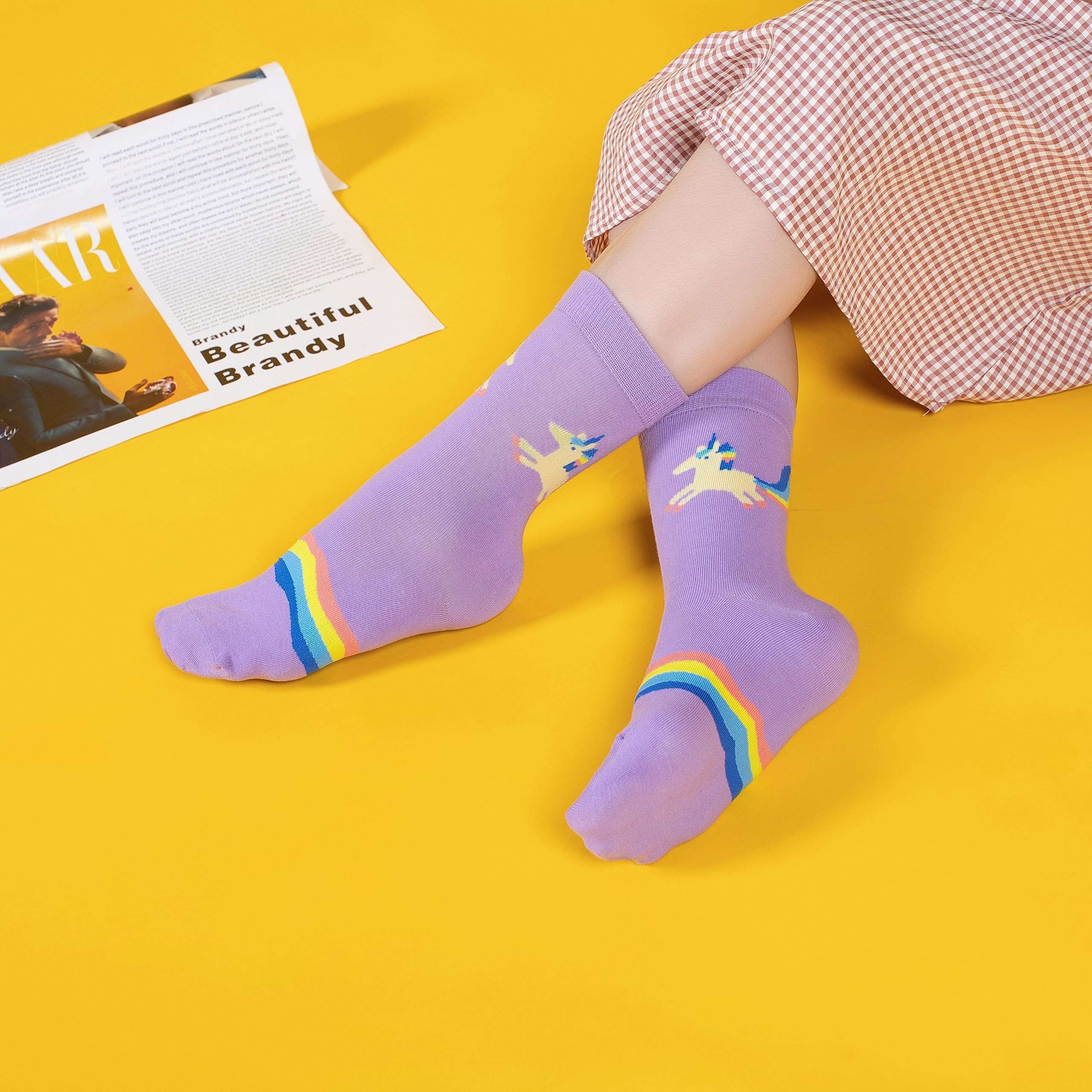 BISOUSOX Girls Socks 6-8 Years Old Unicorn Fun Crazy Novelty Funny Silly Socks for Kids Boy Girl Birthday Christmas Gift - Image 4