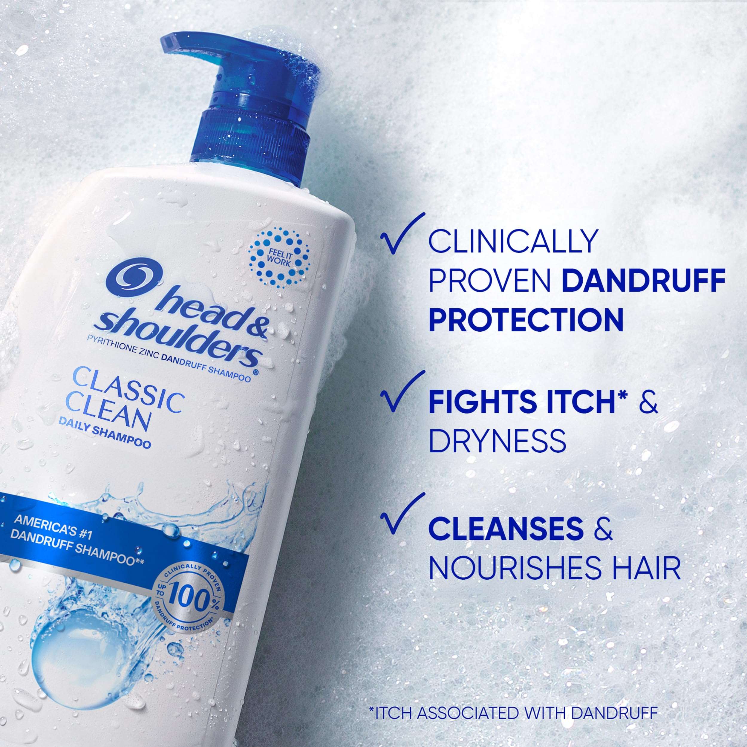 Head & Shoulders Classic Clean Dandruff Shampoo Twin Pack, Anti-Dandruff Daily Use, Paraben-Free, Color-Safe, 32.1 Fl Oz Each (Set of 2) - Image 2