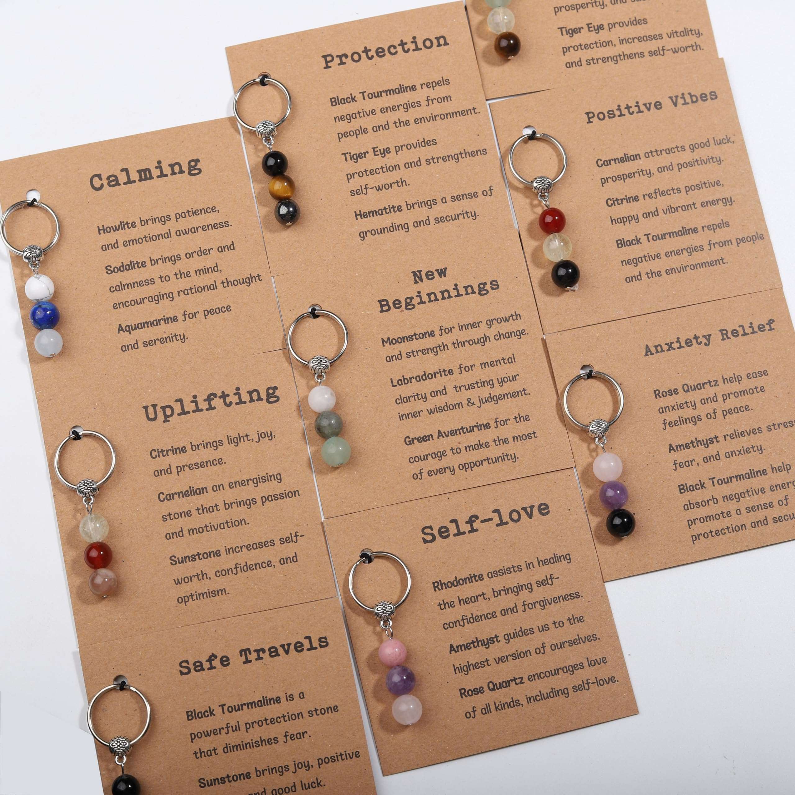 GINAZL Natural Crystals Keychain Gift for New Beginnings, Small Healing Stones Keychain for Anxiety Relief. Healing Crystals - Image 6