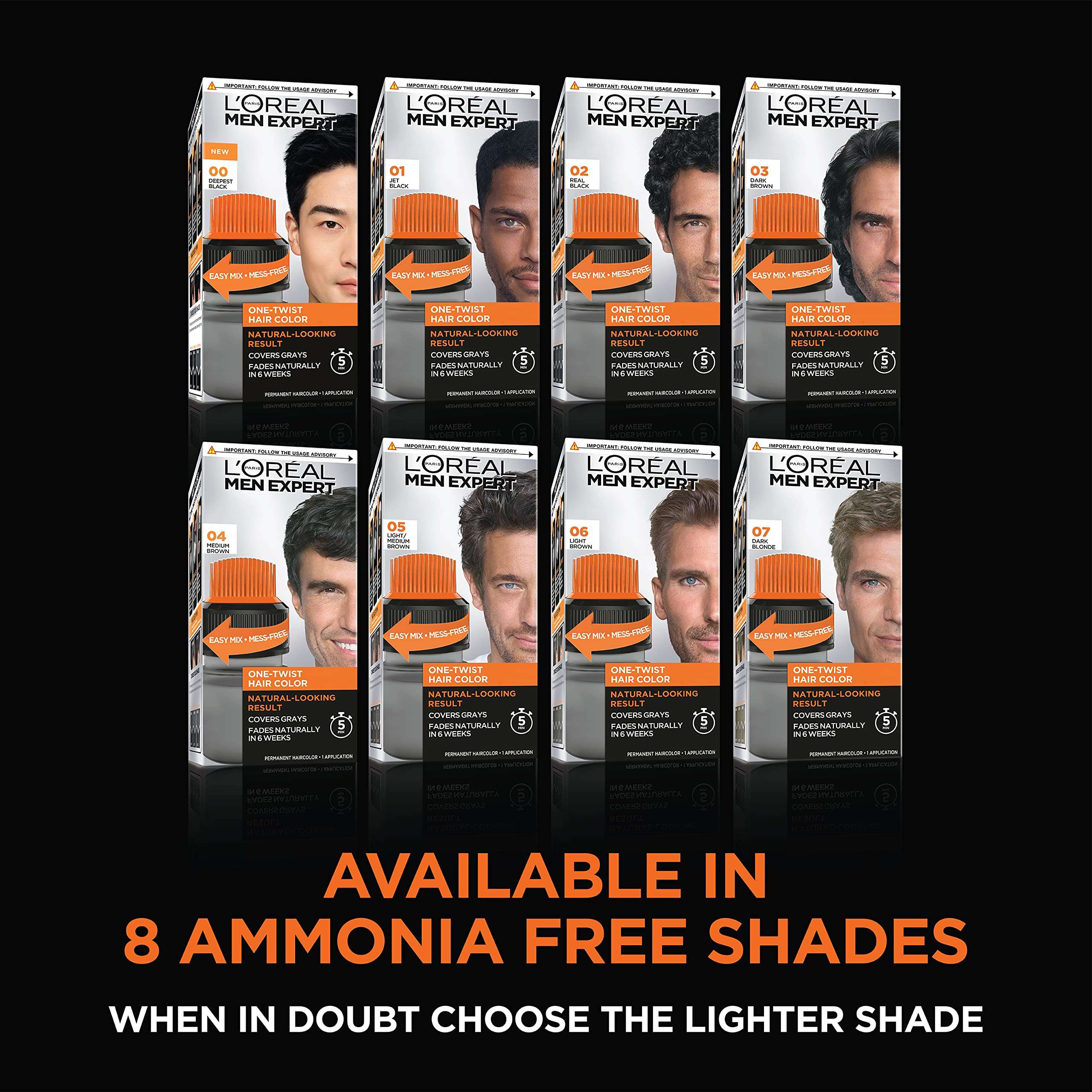 L’Oreal Paris Men Expert One Twist Mess Free Permanent Hair Color, Mens Hair Dye to Cover Grays, Easy Mix Ammonia Free Application, Dark Brown 03, 2 Application Kit - Image 7