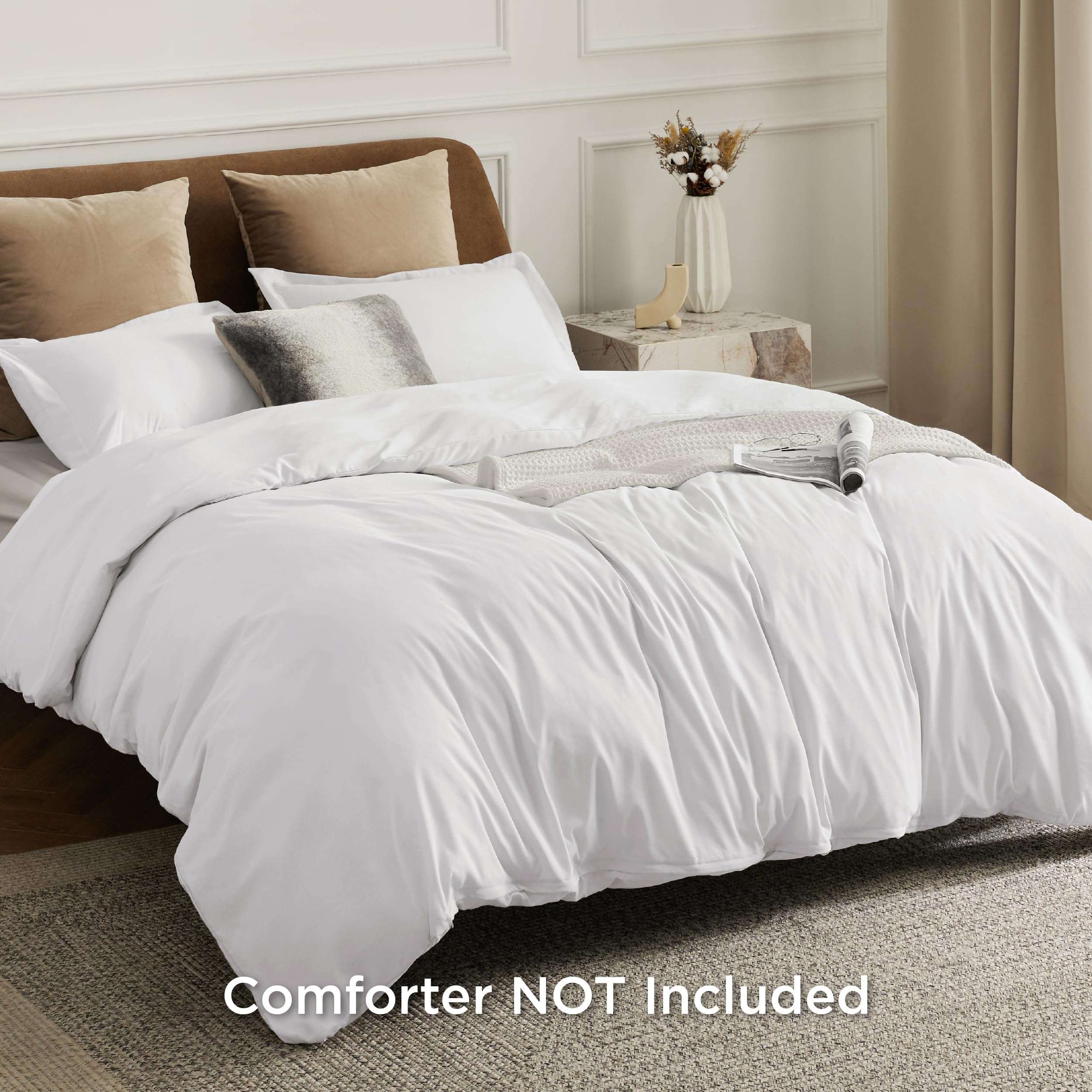 Bedsure White Duvet Cover Queen Size - Soft Double Brushed Bedding Set for Kids & Adults, Zipper Closure, 3 Pieces, Includes 1 Duvet Cover (90"x90") & 2 Pillow Shams, NO Comforter - Image 3