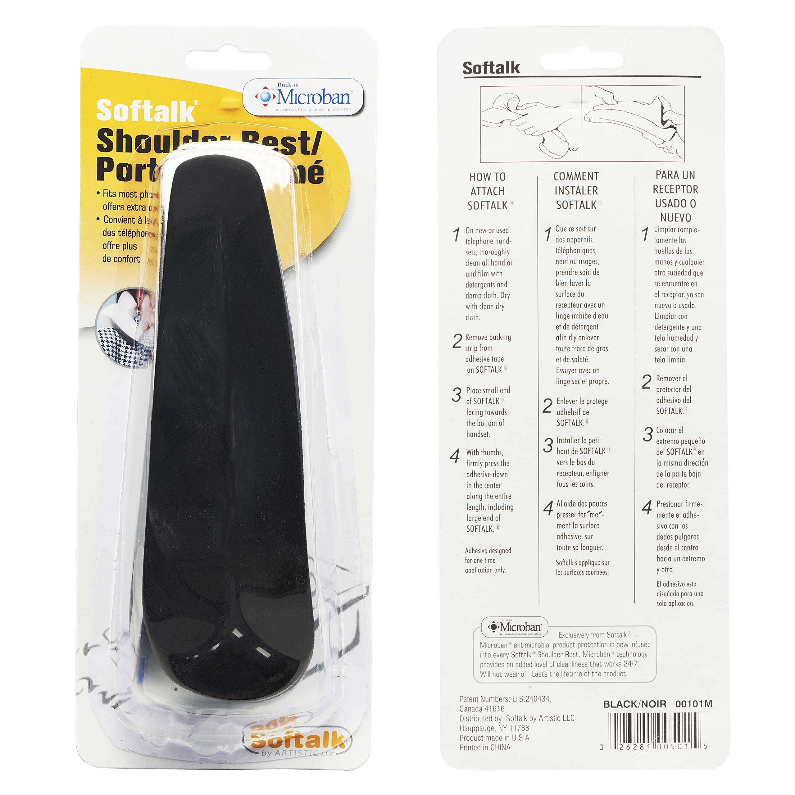 Softalk Antibacterial Black Phone Shoulder Rest | Landline Telephone Accessory (00101M) - Image 2