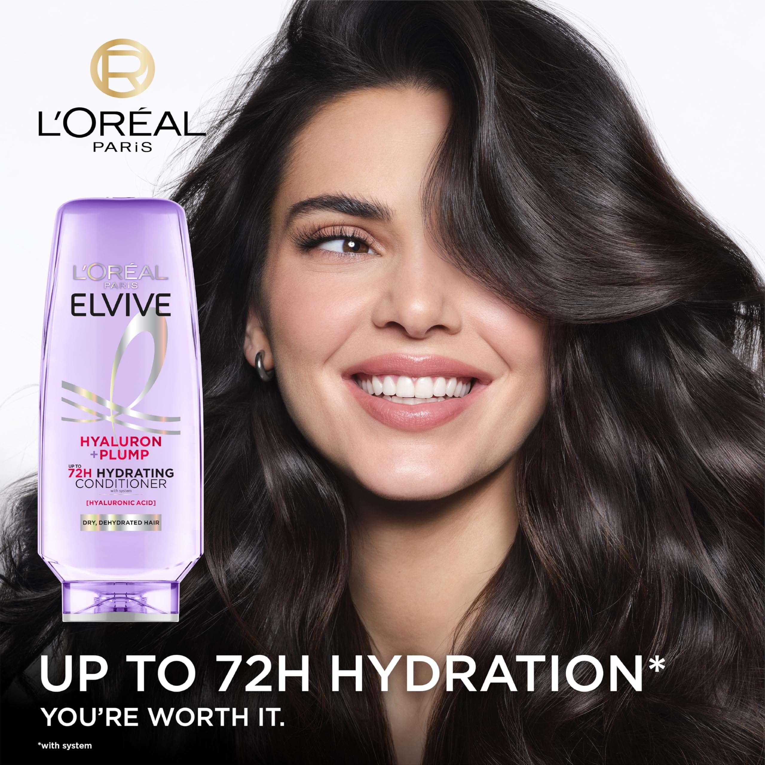 L'Oreal Paris Elvive Hyaluron Plump Hydrating Conditioner | For Dry Hair | Infused with Hyaluronic Acid Care Complex | For Dehydrated Hair | Paraben-Free | 12.6 Fl Oz - Image 3