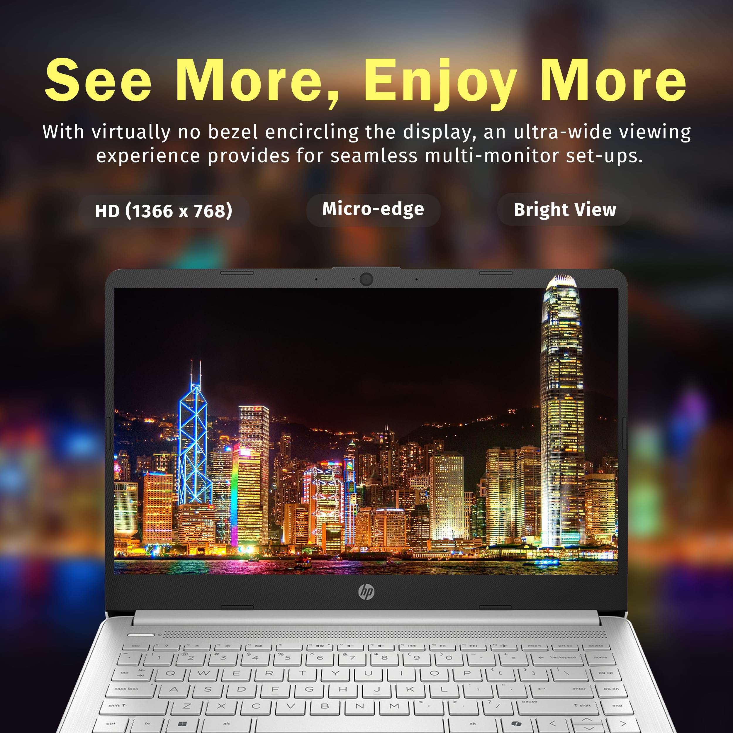 HP Stream 14" HD BrightView Laptop, Intel Celeron N150, 16GB RAM, 288GB Storage (128GB eMMC + 160GB Docking Station Set), Intel UHD Graphics, 720p Webcam, Wi-Fi, 1 Year Office 365, Win 11 S, Silver - Image 5