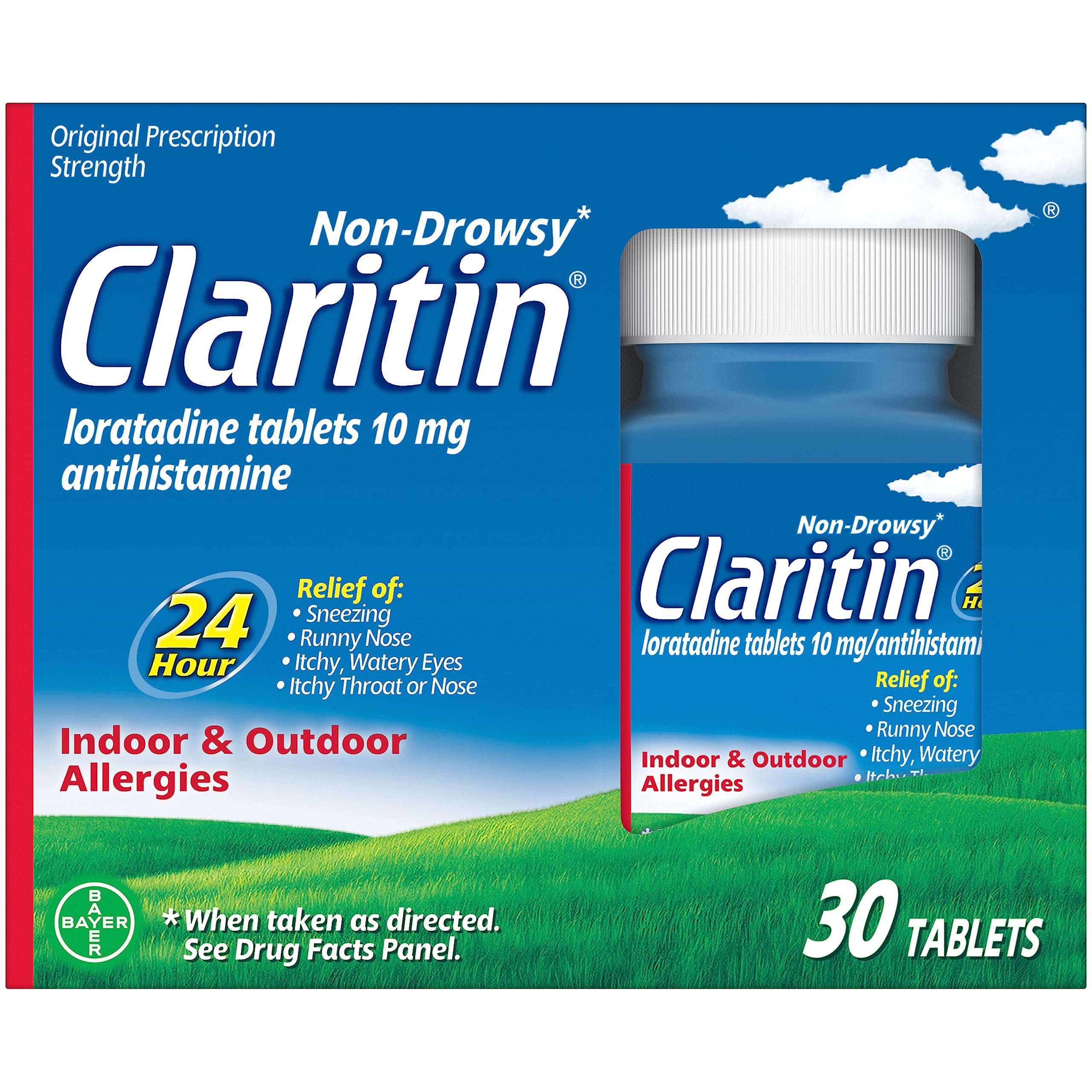 Claritin 24 HR Non Drowsy Allergy Medicine, Loratadine antihistamine tablets, 30 Ct - Image 1