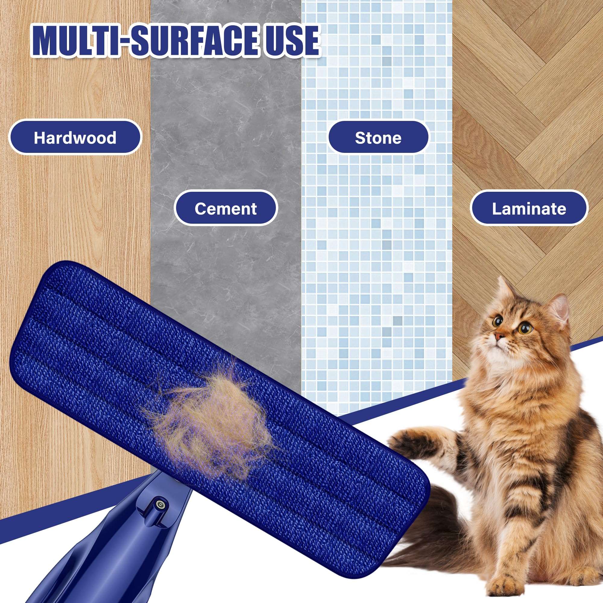Microfiber Spray Mop for Floors Cleaning: Wet Dry Hardwood Floor Mops with 3 Washable Reusable Pads for Swiffer Powermop - Flat Mop with Sprayer for Tile Wood Laminate Vinyl Marble - Image 7