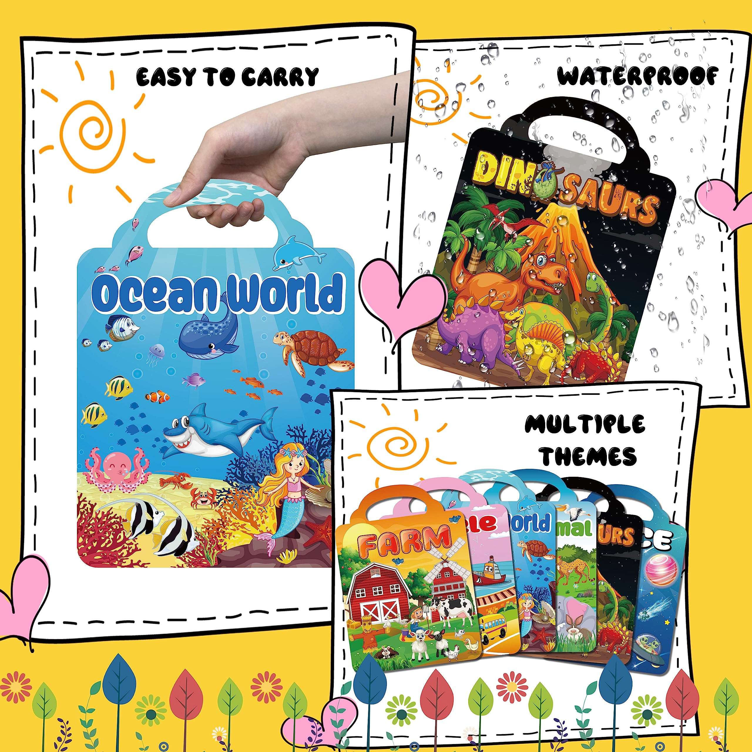 Kalysky 6Set Puffy Sticker Books for Kids 2-4, 3D Reusable Stickers Books for Toddlers 1-3,2-4,Farm+Animal+Dinosaurs+Ocean World+Space+Vehicle - Image 4