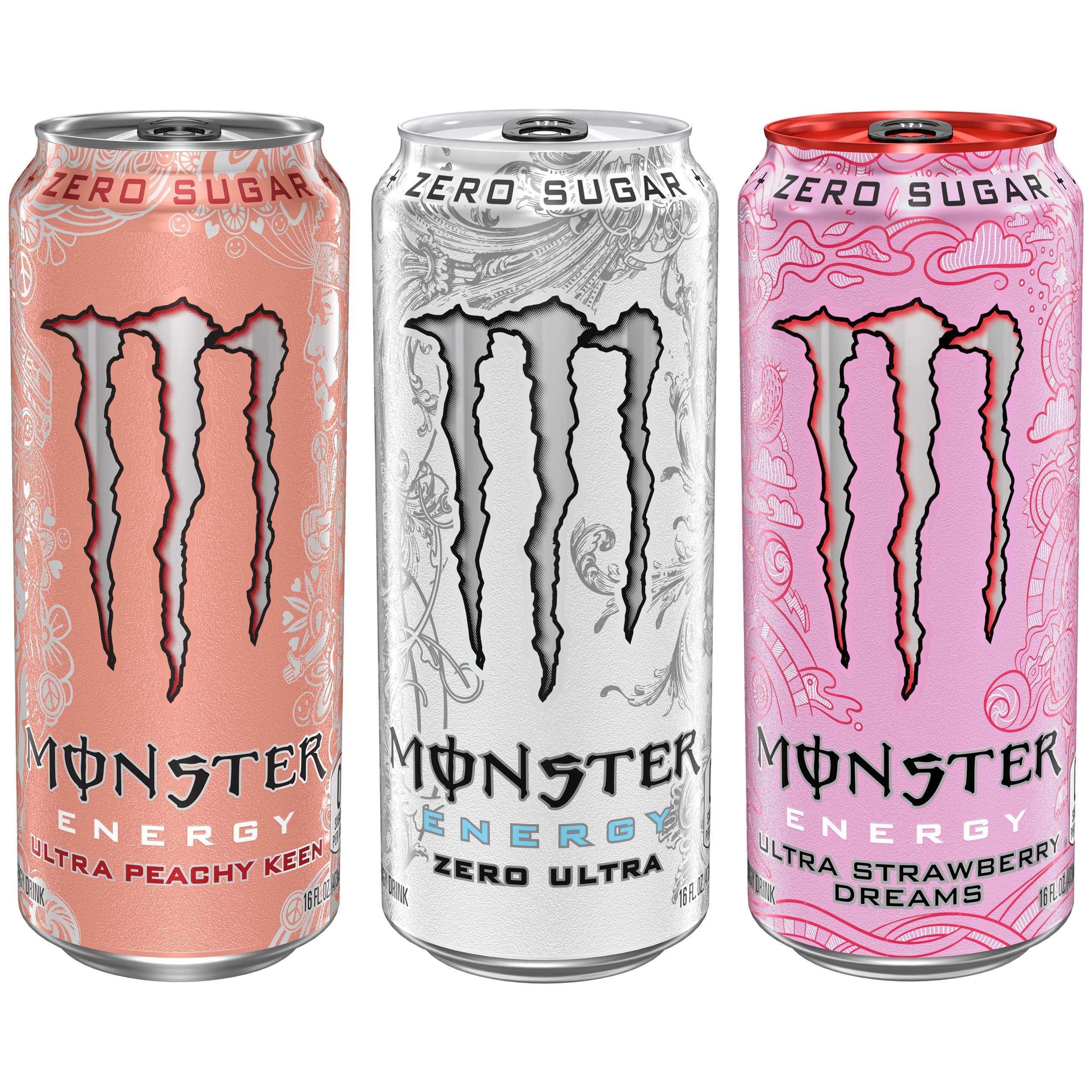 Monster Energy Ultra Variety Pack, Zero Ultra, Ultra Peachy Keen, Ultra Strawberry Dreams, Sugar Free Energy Drink, 16 Ounce (Pack of 15) - Image 4