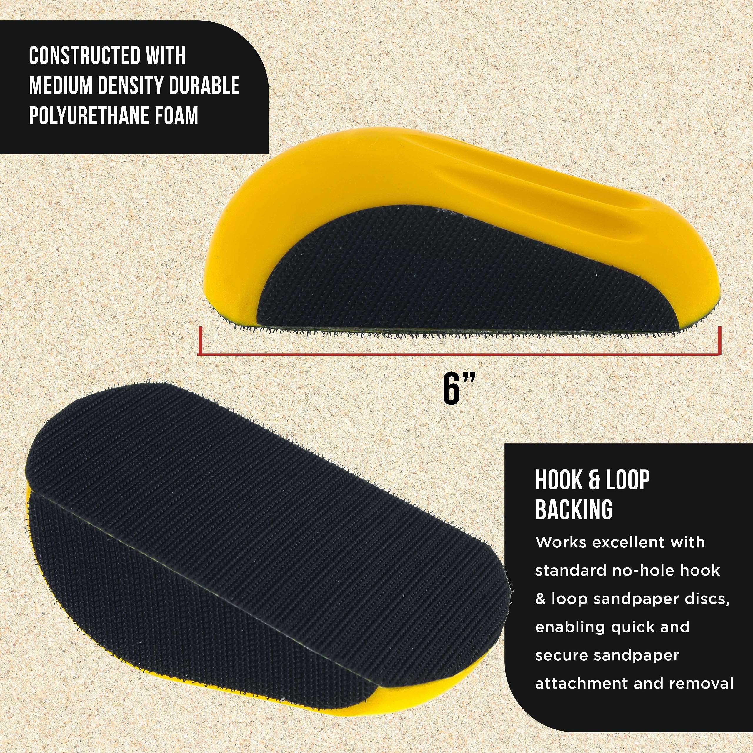 Dura-Gold Pro Series 6" Mouse-Shaped Hand Sanding Block Pad for Hook & Loop and PSA 6" DA Sanding Discs, 2 Pack - 2-Way Adapter Pad to Use PSA Sandpaper - Automotive Car Sand Woodworking Furniture - Image 3