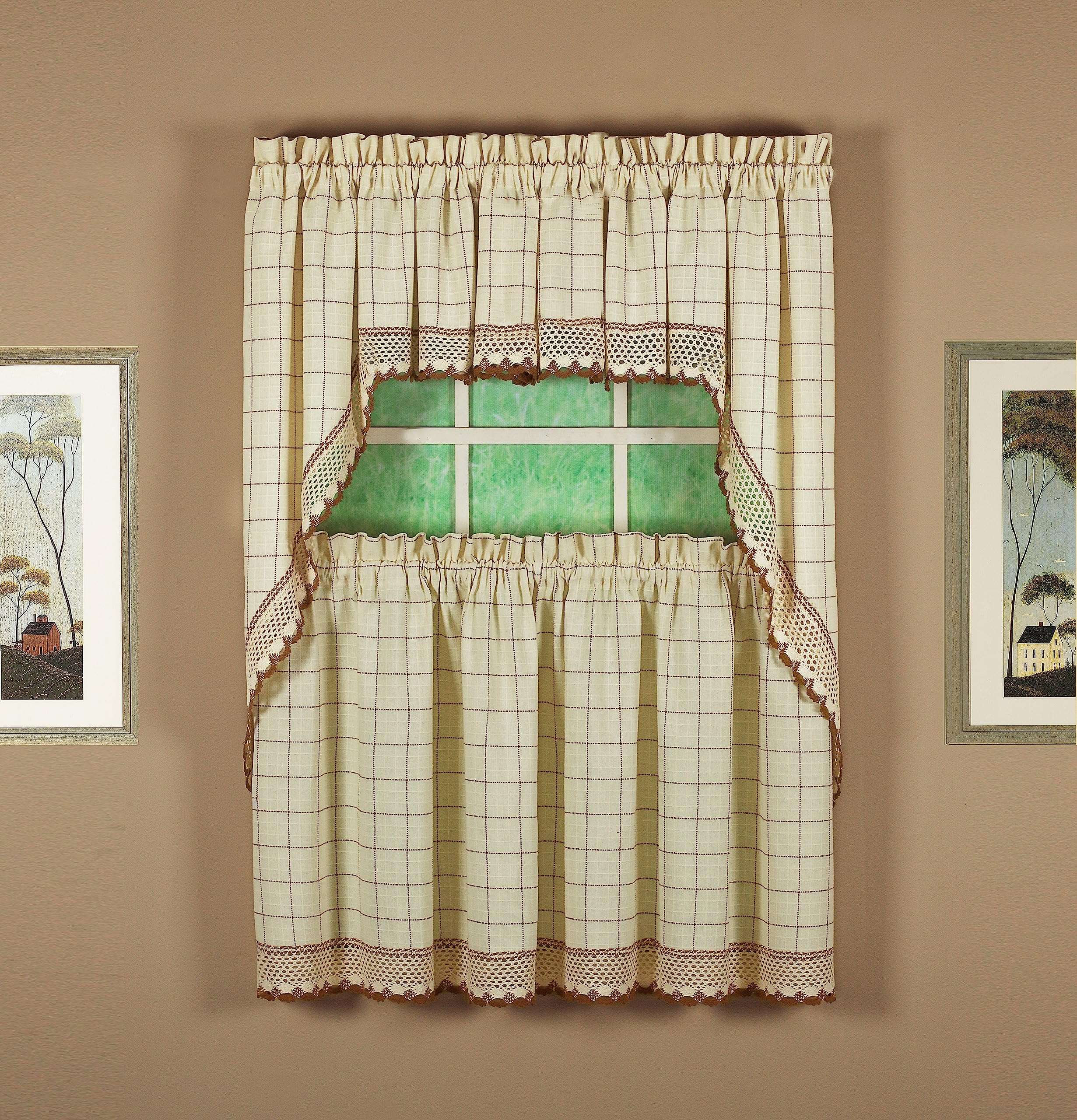 Today's Curtain Adirondack 2-Tone Crochet Swag 38", Ecru/Toast, 60W x 38L - Image 6