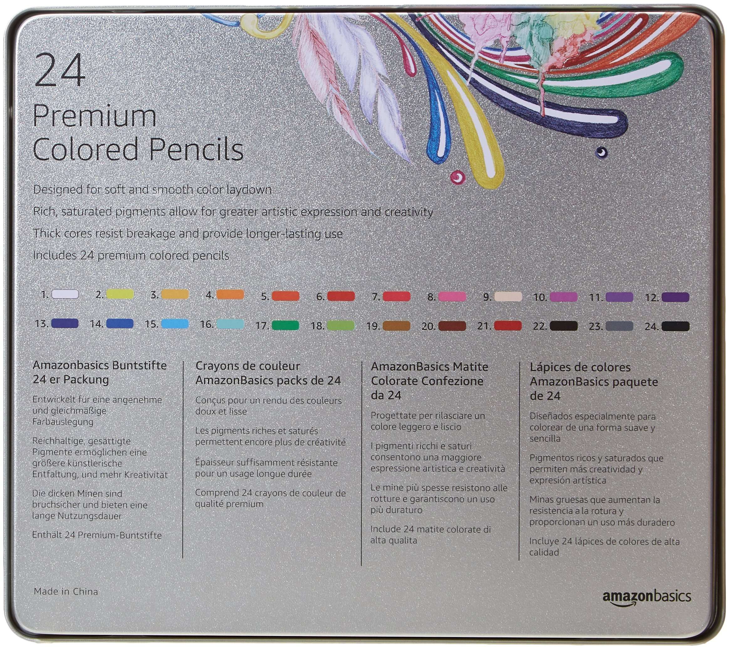 Amazon Basics Colored Pencils for Coloring and Drawing, Premium, Soft Core, Back to School Supplies, 24 Count (Pack of 1), Multicolor - Image 7