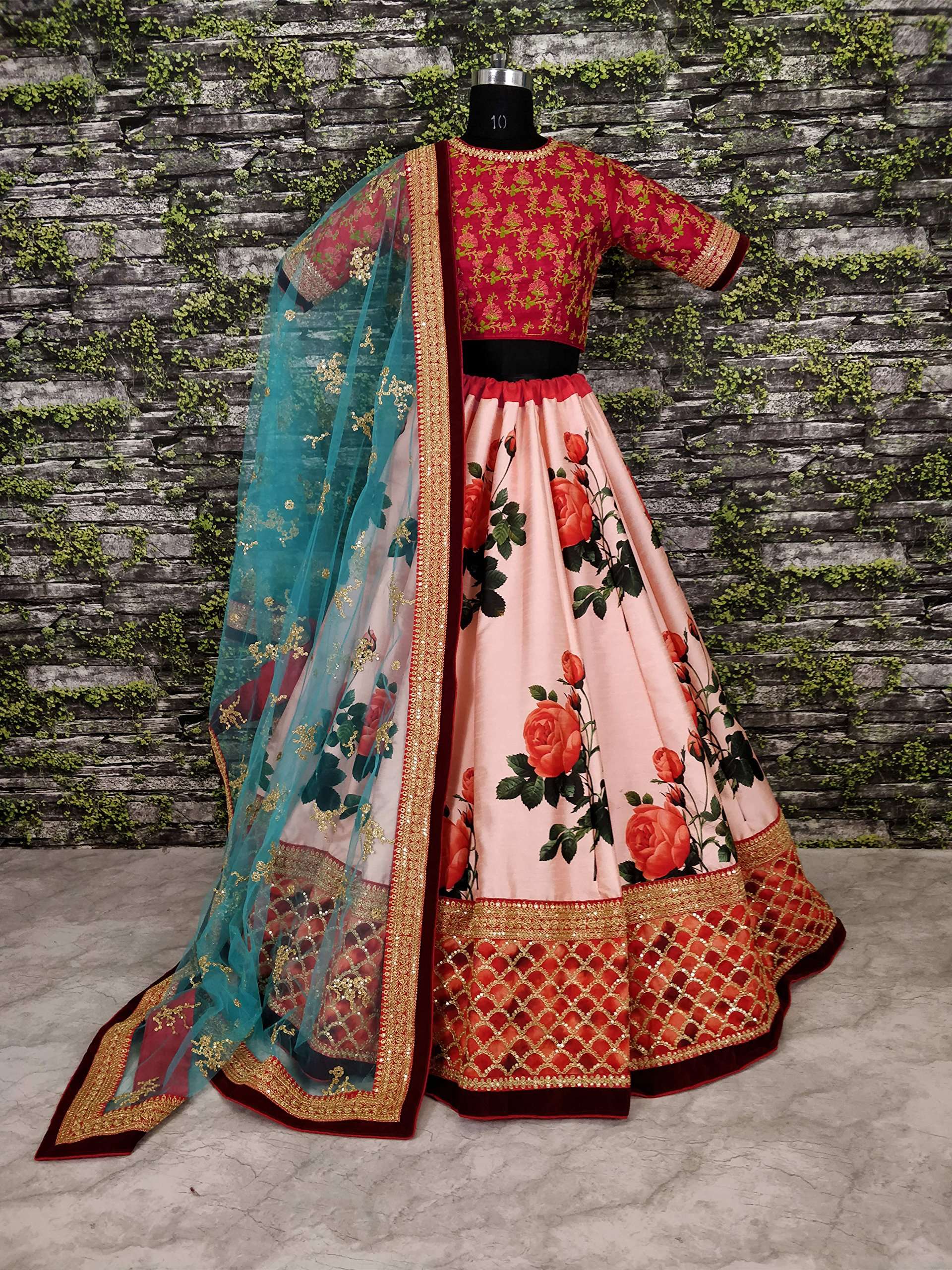 stylishfashion Bollywood Designer lehnga Women's Semi Stitched lengha Pink and Silk Embroidery Heavy lehenga Choli - Image 3