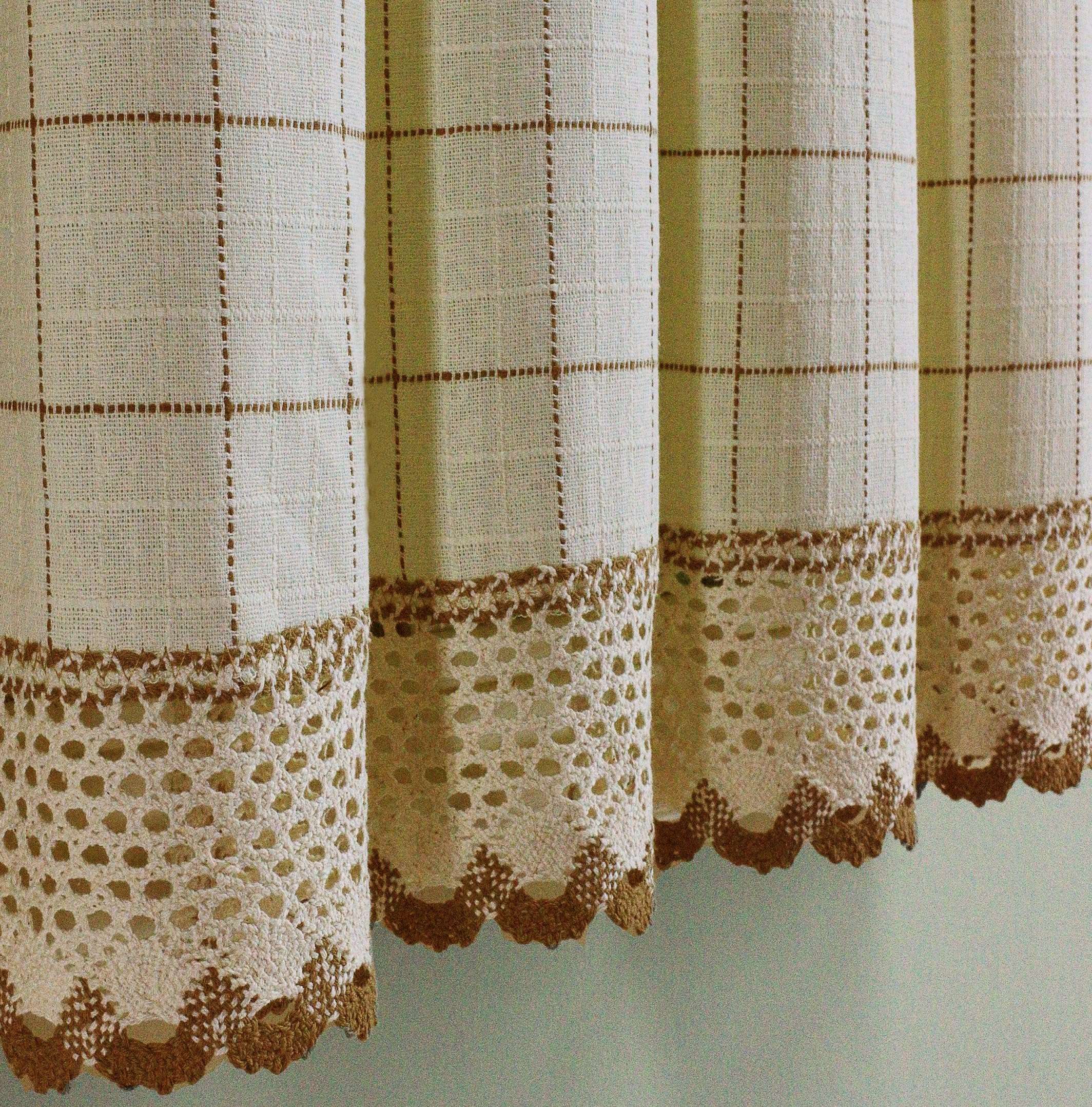 Today's Curtain Adirondack 2-Tone Crochet Swag 38", Ecru/Toast, 60W x 38L - Image 9