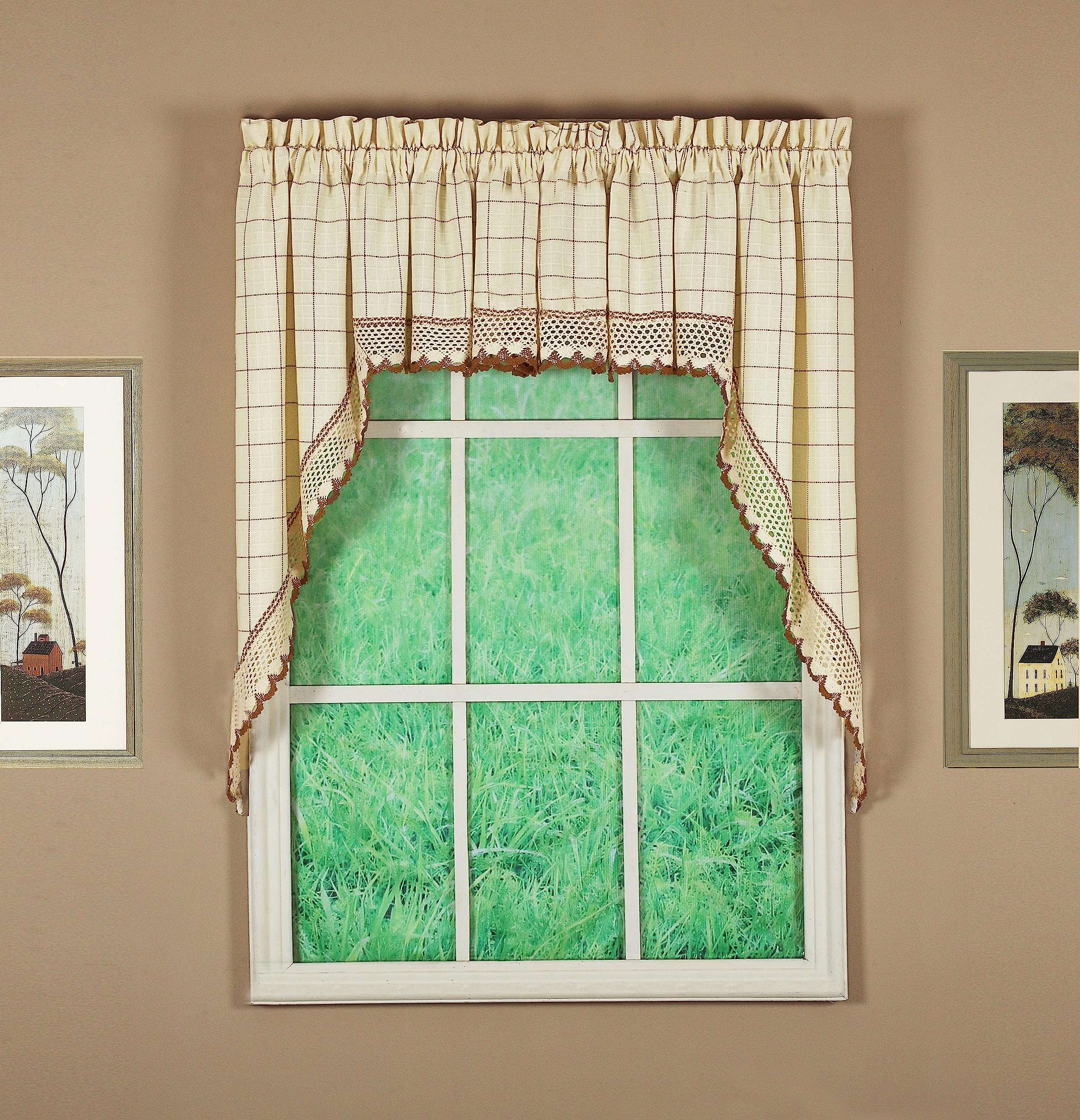Today's Curtain Adirondack 2-Tone Crochet Swag 38", Ecru/Toast, 60W x 38L - Image 8