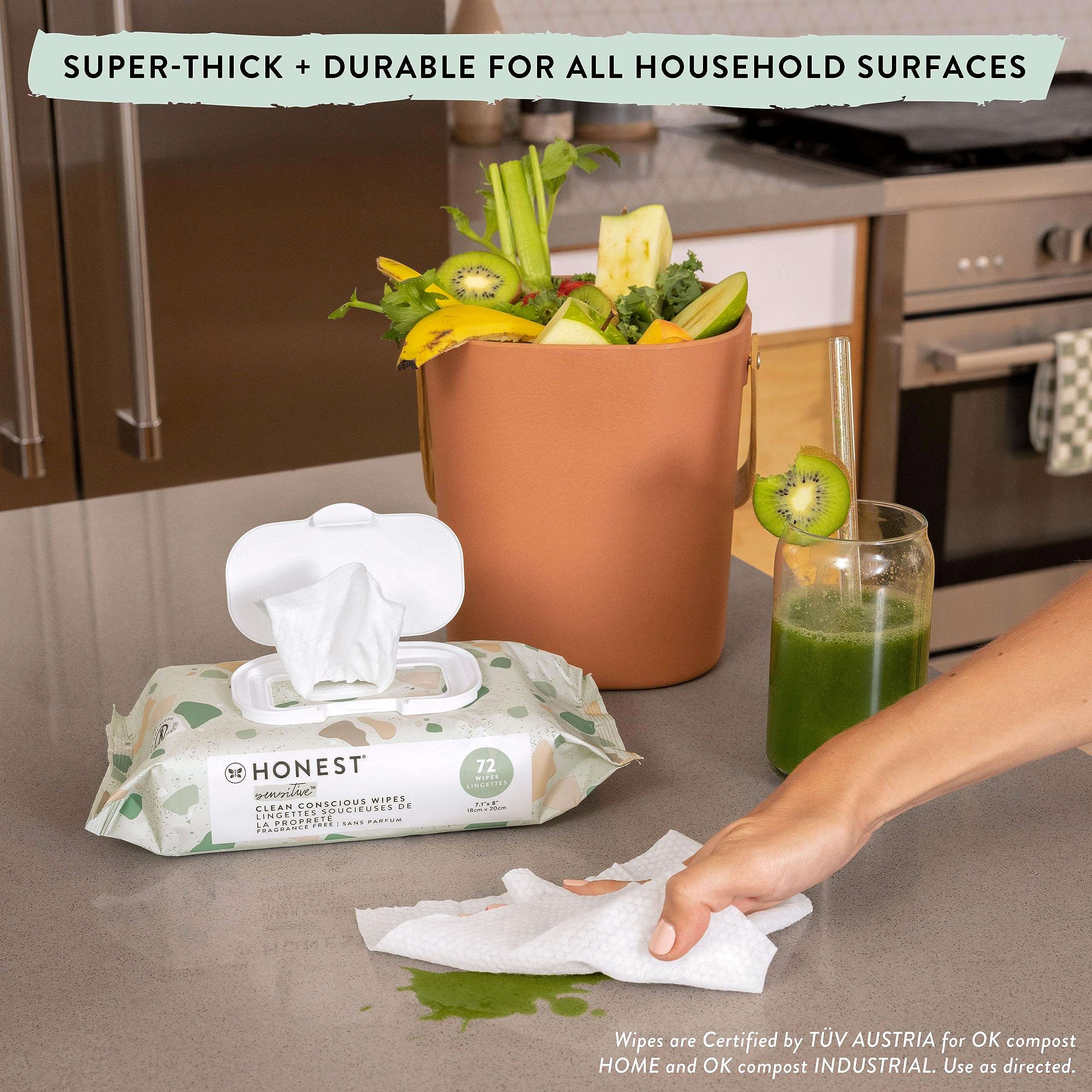 The Honest Company Clean Conscious Multi-Use Wipes | Hypoallergenic + Unscented for Sensitive Skin | Over 99% Water, Compostable, Plant Based, Baby Wipes | Geo Mood, 288 Count - Image 2