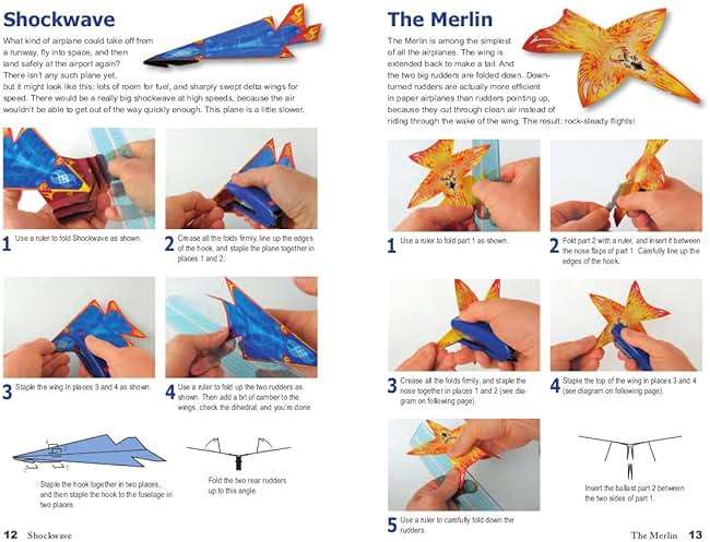 Supercool Paper Airplanes Kit: 12 Pop-Out Paper Airplanes Assembled in About a Minute: Kit Includes Instruction Book, Pre-Printed Planes & Catapult Launcher - Image 4