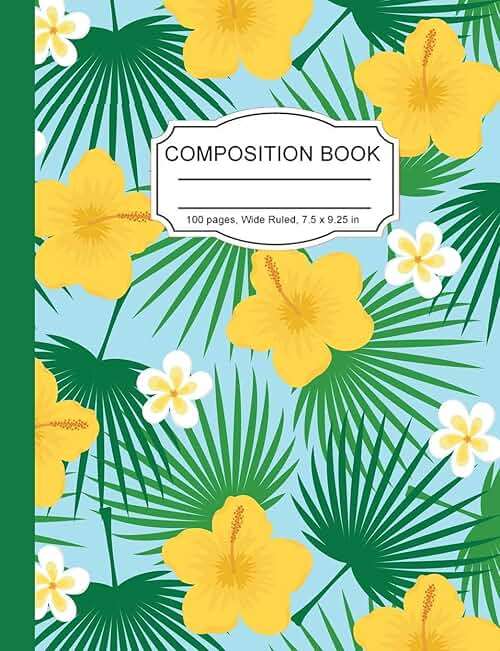 Composition Book: Hawaii Yellow Hibiscus Wide Ruled Paper Lined Notebook Journal for Women Students Homeschool Office Teacher 7.5 x 9.25 in 100 Pages - Image 1