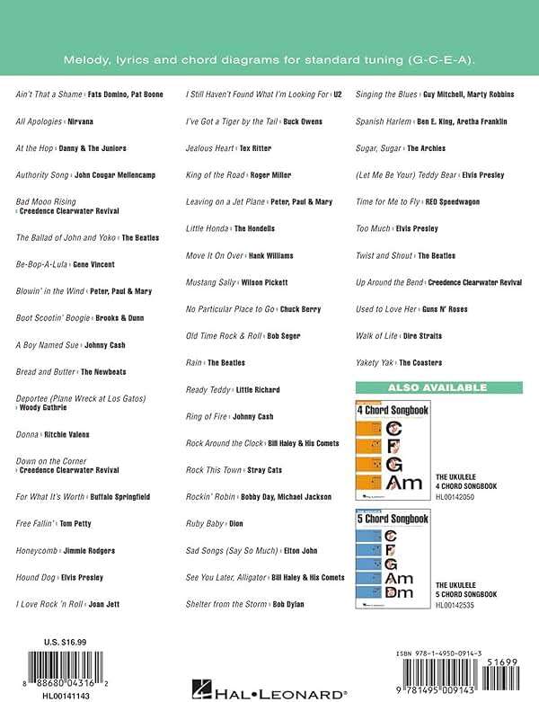 The Ukulele 3 Chord Songbook | 50 Classic Pop & Rock Songs with 3 Easy Chords | Ukulele Sheet Music for Beginners | Easy Ukulele Chords, Lyrics, and Chord Diagrams - Image 2