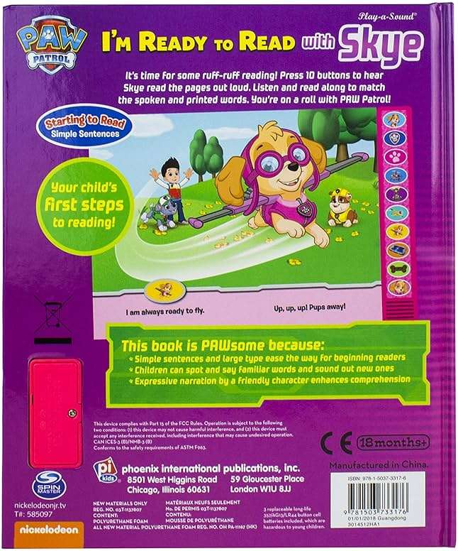 Nick Jr. PAW Patrol - I'm Ready to Read with Skye - Interactive Read-Along Sound Book - Great for Early Readers - PI Kids - Image 2