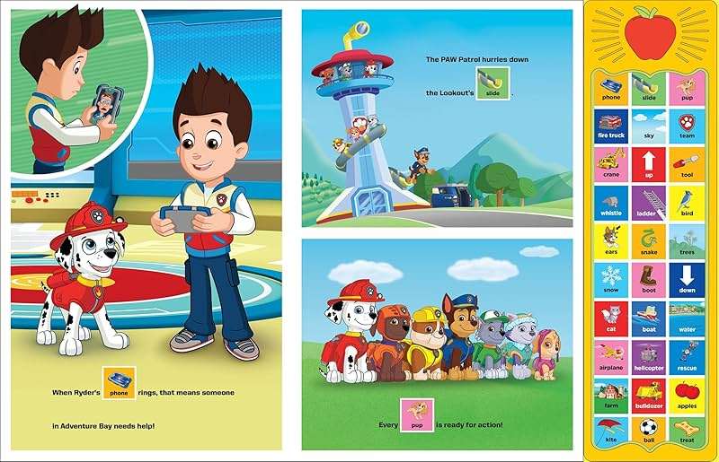 PAW Patrol Chase, Skye, Marshall, and More! First Words 30-Button Sound Book Great for Early Learning PI Kids - Image 4