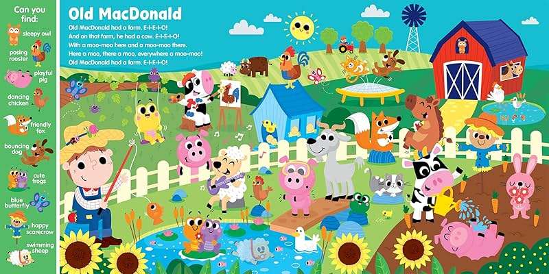 Search & Find Nursery Rhymes – Interactive Sound Book with 6 Buttons | Toddler Musical Board Book | Classic Songs & Hidden Picture Fun | Early Learning Seek and Find Activity Book for Boys & Girls - Image 2