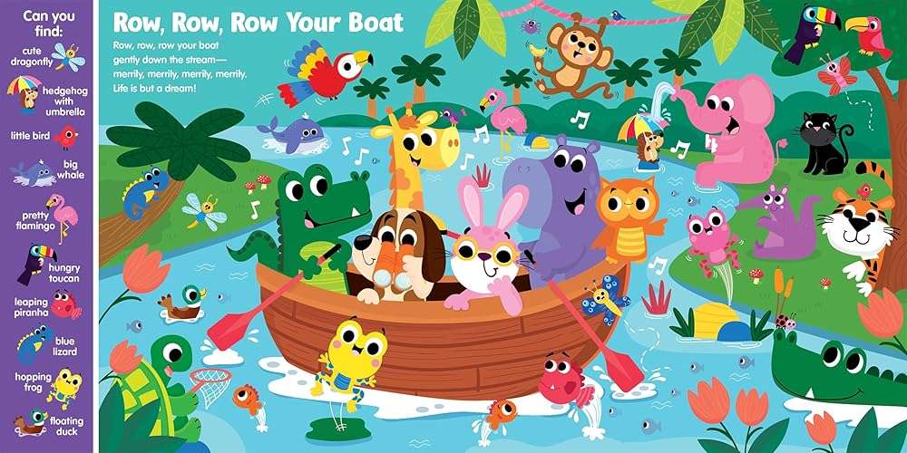 Search & Find Nursery Rhymes – Interactive Sound Book with 6 Buttons | Toddler Musical Board Book | Classic Songs & Hidden Picture Fun | Early Learning Seek and Find Activity Book for Boys & Girls - Image 3