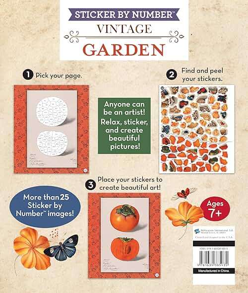 Brain Games - Sticker by Number - Vintage: Garden (28 Images to Sticker) - Image 2