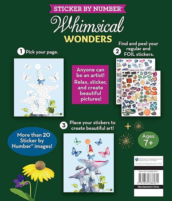 Brain Games - Sticker by Number: Whimsical Wonders (24 Images to Sticker): Includes 2 Foil Sticker Sheets to Complete Each Image! - Image 2