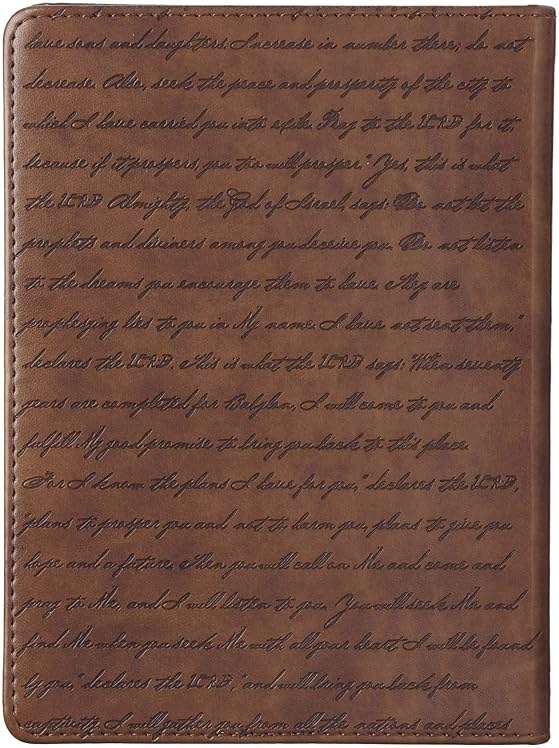 Christian Art Gifts Brown Faux Leather Journal | For I Know the Plans Jeremiah 29:11 Bible Verse | Handy-sized Flexcover Inspirational Notebook w/Ribbon 240 Lined Pages, Gilt Edges, 5.5 x 7 Inches - Image 2