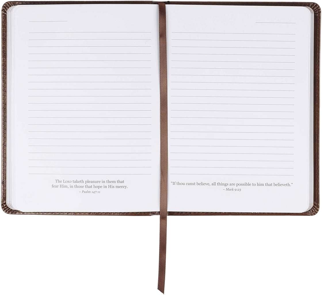 Christian Art Gifts Brown Faux Leather Journal | For I Know the Plans Jeremiah 29:11 Bible Verse | Handy-sized Flexcover Inspirational Notebook w/Ribbon 240 Lined Pages, Gilt Edges, 5.5 x 7 Inches - Image 3