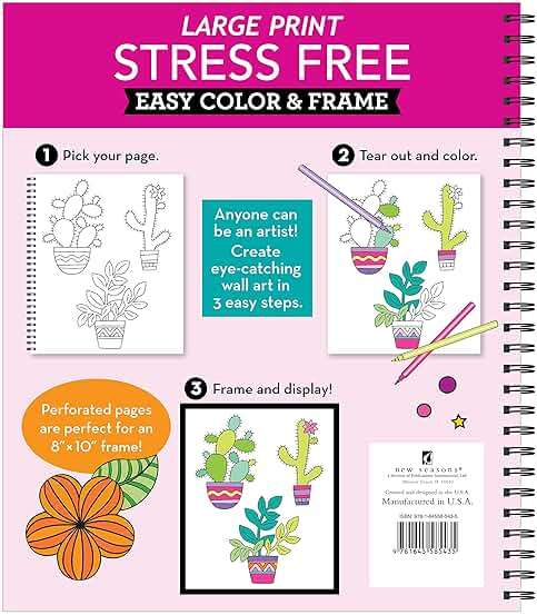 Large Print Easy Color & Frame - Stress Free: Adult Coloring Book with 31 Designs | Flowers, Mandalas & Nature | Perforated Pages, Spiral Bound | Gift for All Ages, Seniors & Beginners - Image 2