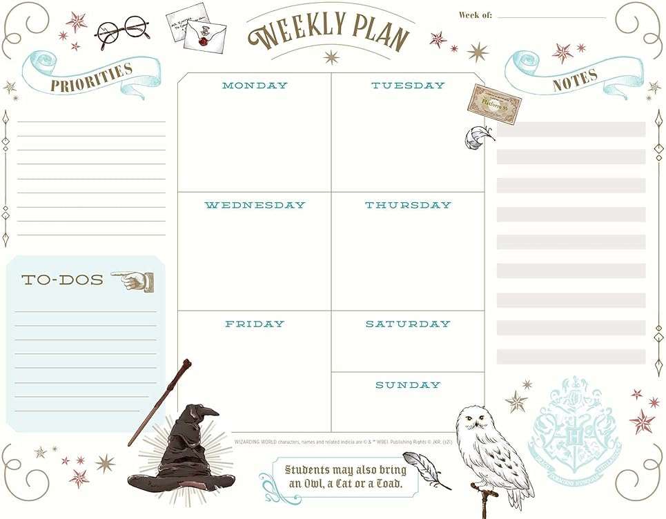 Harry Potter: Weekly Planner Notepad: (Harry Potter School Planner, Harry Potter Gift, Harry Potter Stationery, Undated Planner) - Image 1