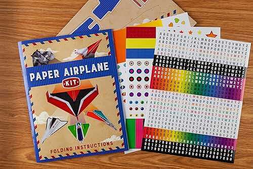 Paper Airplane Kit: 100 Planes to Fold & Fly, 1000 Stickers, Launcher & 100 Rubber Bands | Colorful Sheets | STEM Family Gift for Ages 7 and Up - Image 4