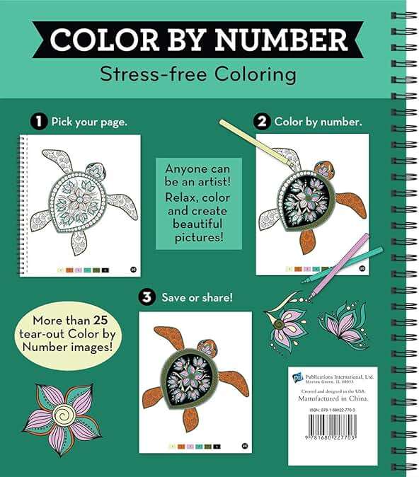 Brain Games - Color by Number: Stress-Free Coloring (Green) - Image 2