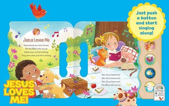 Jesus Loves Me 5-Button Songbook - Perfect Gift for Easter Baskets, Christmas, Birthdays, Baptisms, and More (Little Sunbeams) - Image 2