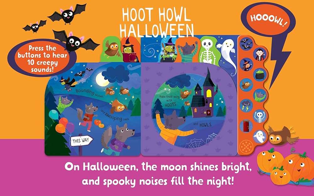 Hoot Howl Halloween 10-Button Sound Book for Little Trick-Or-Treaters (Interactive Children's Sound Book with 10 Spooky Sounds) - Image 2