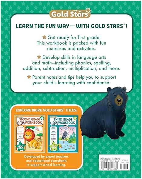 First Grade Big Workbook Ages 6 - 7: 220+ Activities, Phonics, Spelling, Reading, Language Arts, Math, Space, Measurement and Time (Gold Stars Series) - Image 2