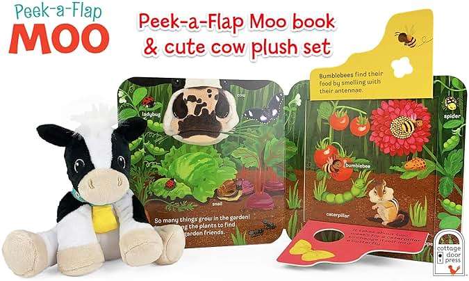 Moo Peek-a-Flap Gift Set: Includes Lift-A-Flap Board Book and Cuddly Plush Toy Friend for Birthdays, Baby Showers, Christmas and Easter Basket Stuffers - Image 2