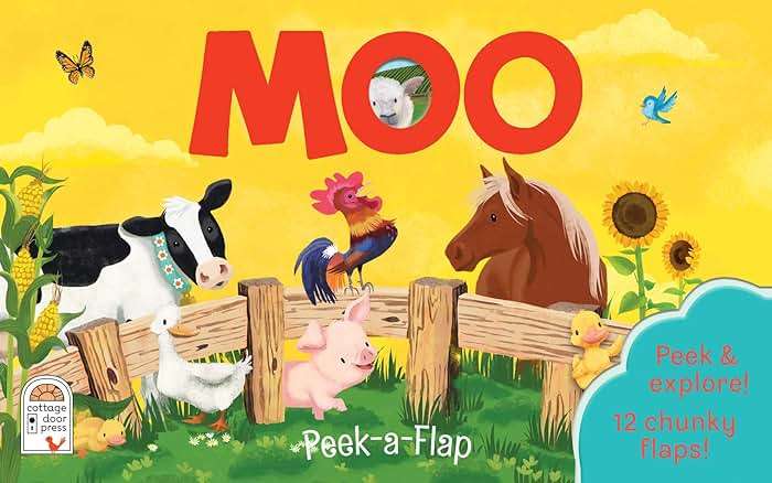 Moo Peek-a-Flap Gift Set: Includes Lift-A-Flap Board Book and Cuddly Plush Toy Friend for Birthdays, Baby Showers, Christmas and Easter Basket Stuffers - Image 4