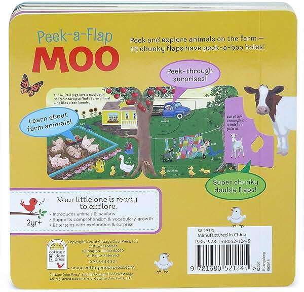 Moo Peek-a-Flap Gift Set: Includes Lift-A-Flap Board Book and Cuddly Plush Toy Friend for Birthdays, Baby Showers, Christmas and Easter Basket Stuffers - Image 10