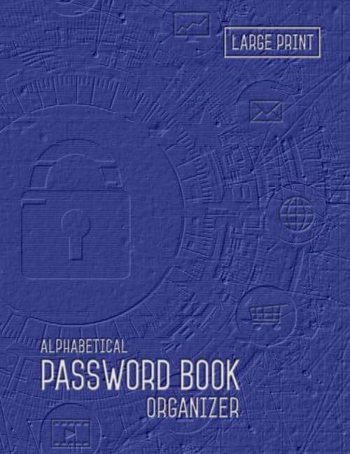 Password Book Organizer Alphabetical: 8.5 x 11 Password Notebook with Tabs Printed | Smart Blue Design - Image 1