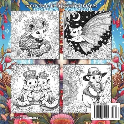Plush Possums: Bejewelled Possum Colouring Book (Crowned Creatures) - Image 2